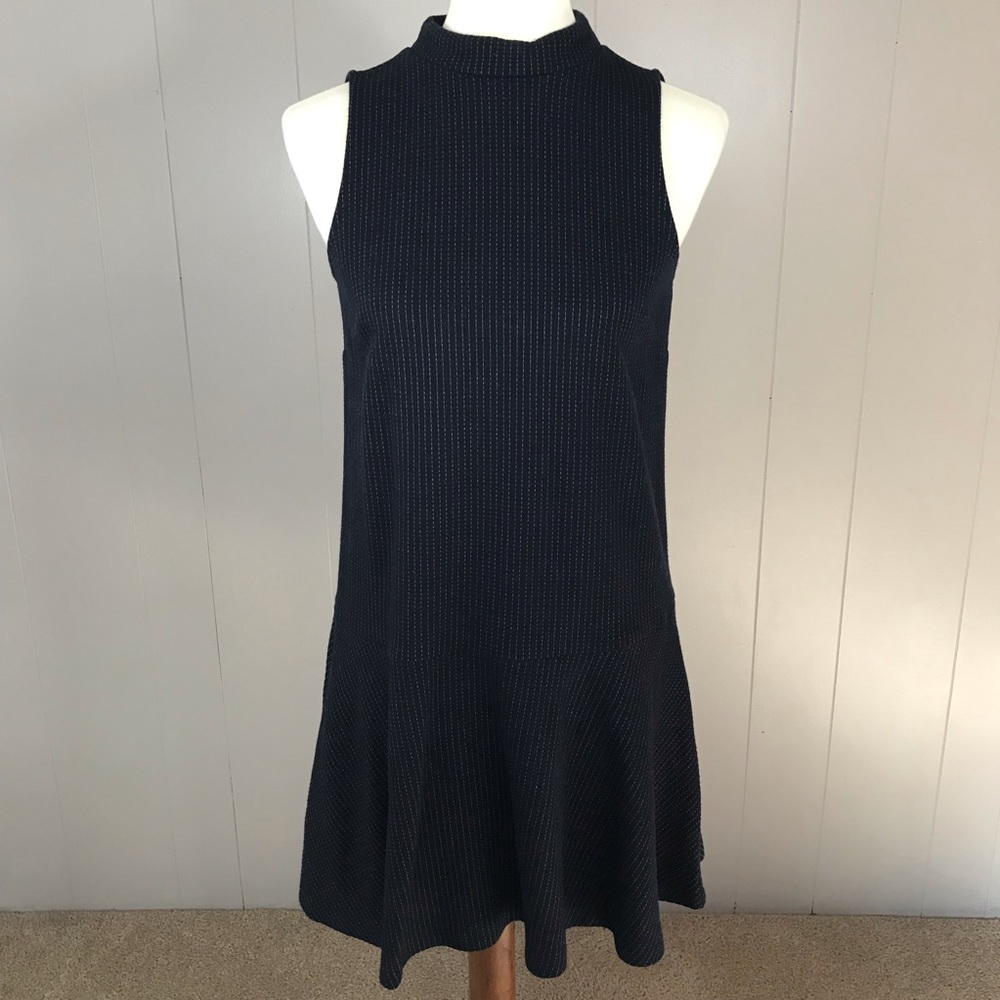 LOFT Navy sleeveless mock neck dress